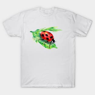 Lady Bug on a Green Leaf T-Shirt